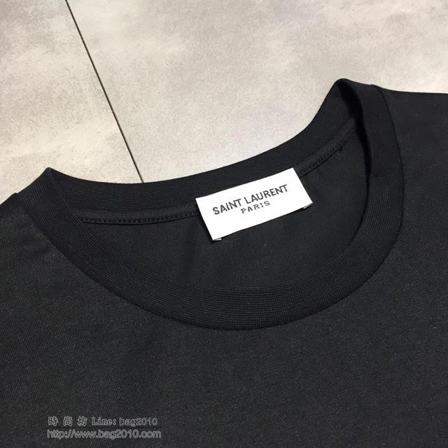 Saint Laurent短袖 19春夏新款 聖羅蘭黑色T恤  tzy1731